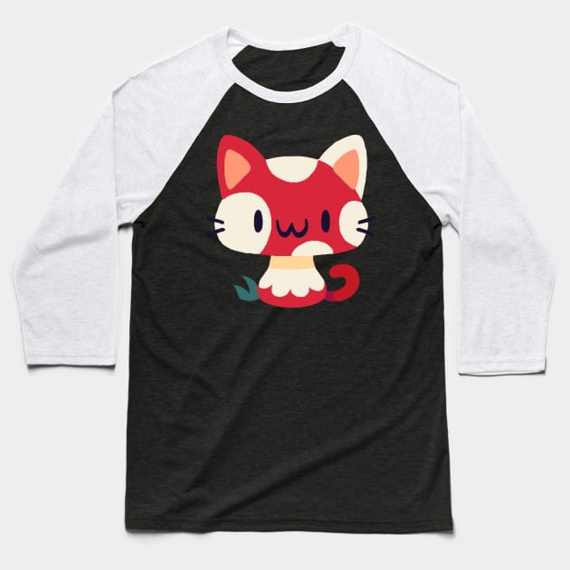 Meowshroom Baseball T-Shirt by ginaromoart